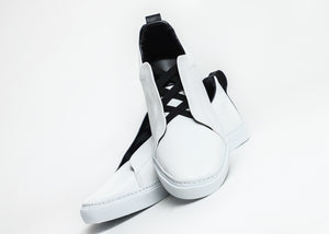 Sneakers Piel Sin Cordones Blanco/Negro