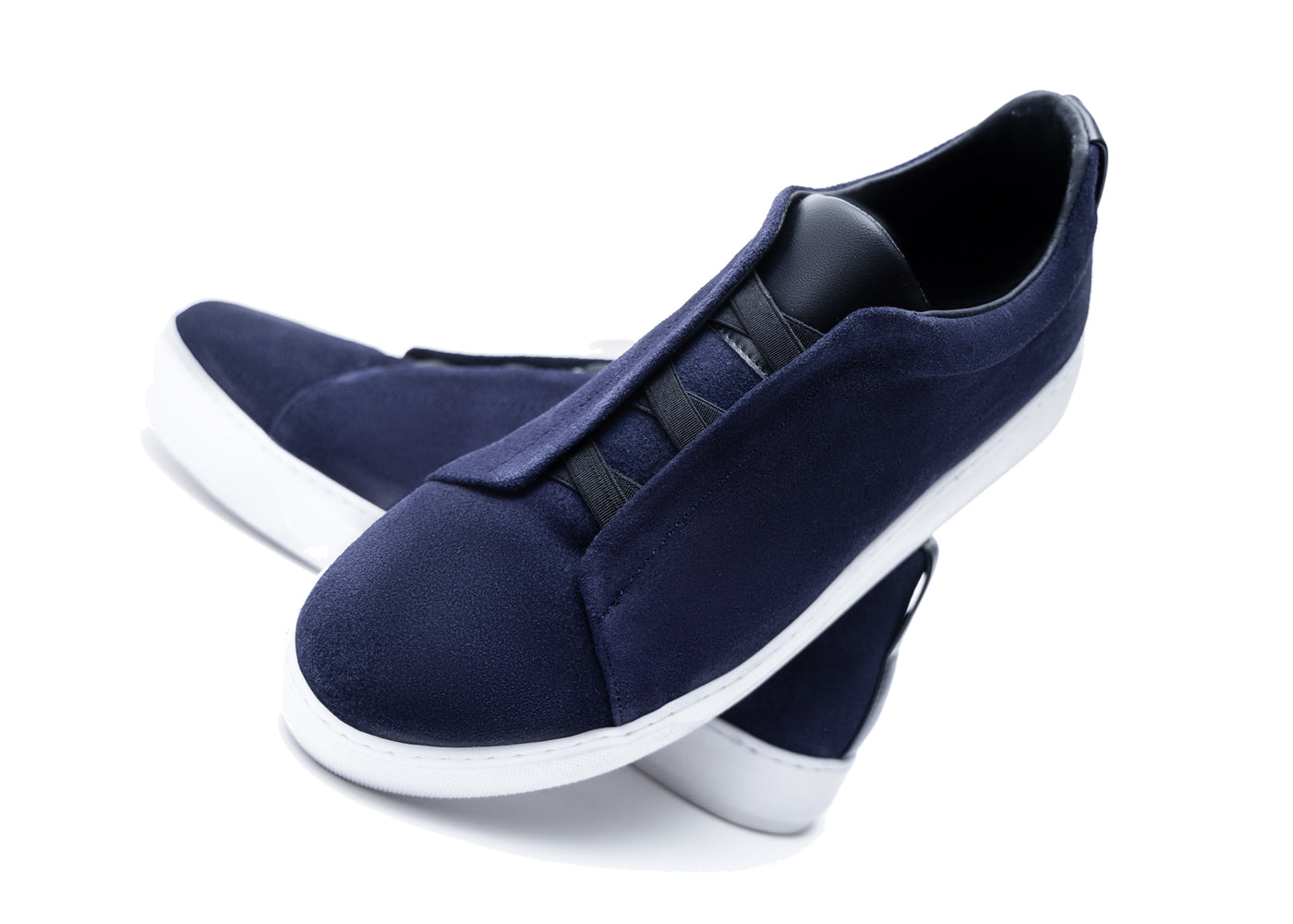 Sneakers Gamuza Azul Marino Sin Cordones