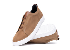 Sneakers Gamuza Beige Sin Cordones