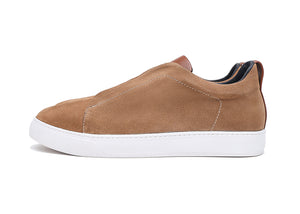 Sneakers Gamuza Beige Sin Cordones