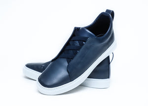 Sneakers Piel Sin Cordones Azul Marino