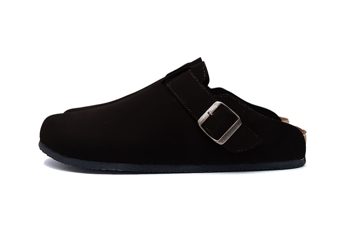 Zueco Gamuza Negro Hebilla