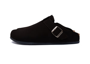 Zueco Gamuza Negro Hebilla